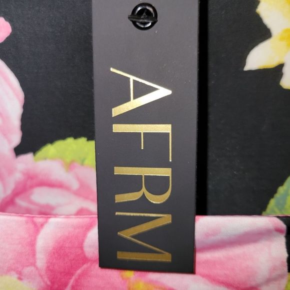 AFRM Gigi Floral Cutout Midi Dress Black & Pink Size Small - Picture 7 of 8